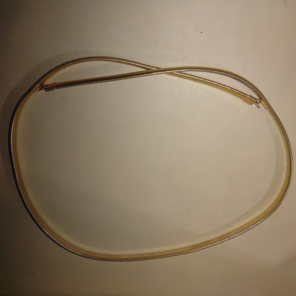 Vintage Large Snake Chain Belt Omega Gold Tone Retro Flexible Hook Clasp - Picture 4 of 8